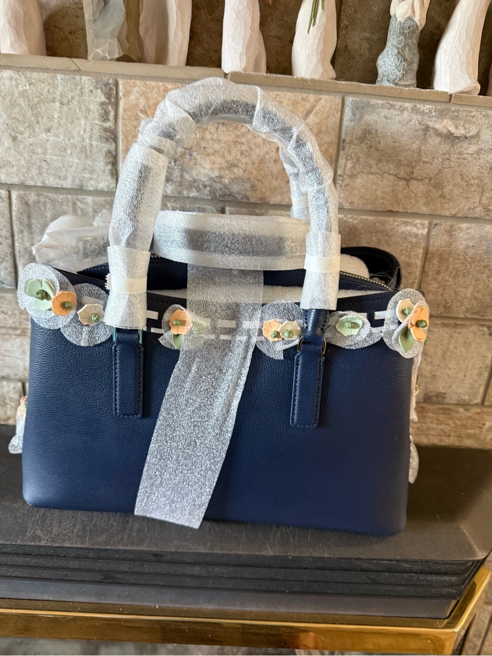 Kate Spade Thompson Street Navy Floral Accent Satchel